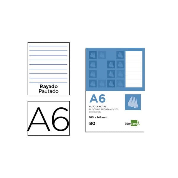 Liderpapel Bloco de Apontamentos A6 80F Pautado - OFF048395CE