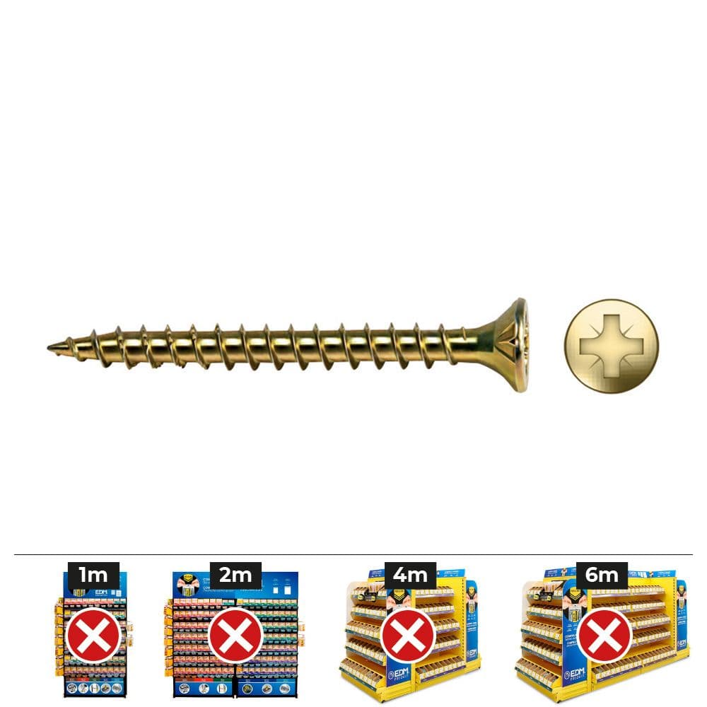 Celo Parafuso Madeira VLOX/EVLOX Rosca Completa Melhorado Bicromado PZ2 Ø 4,5x35 mm Caixa 200 Unidades