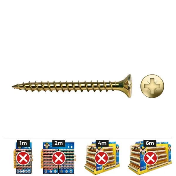 Celo Parafuso Madeira VLOX/EVLOX Rosca Completa Melhorado Bicromado PZ2 Ø 4,5x35 mm Caixa 200 Unidades