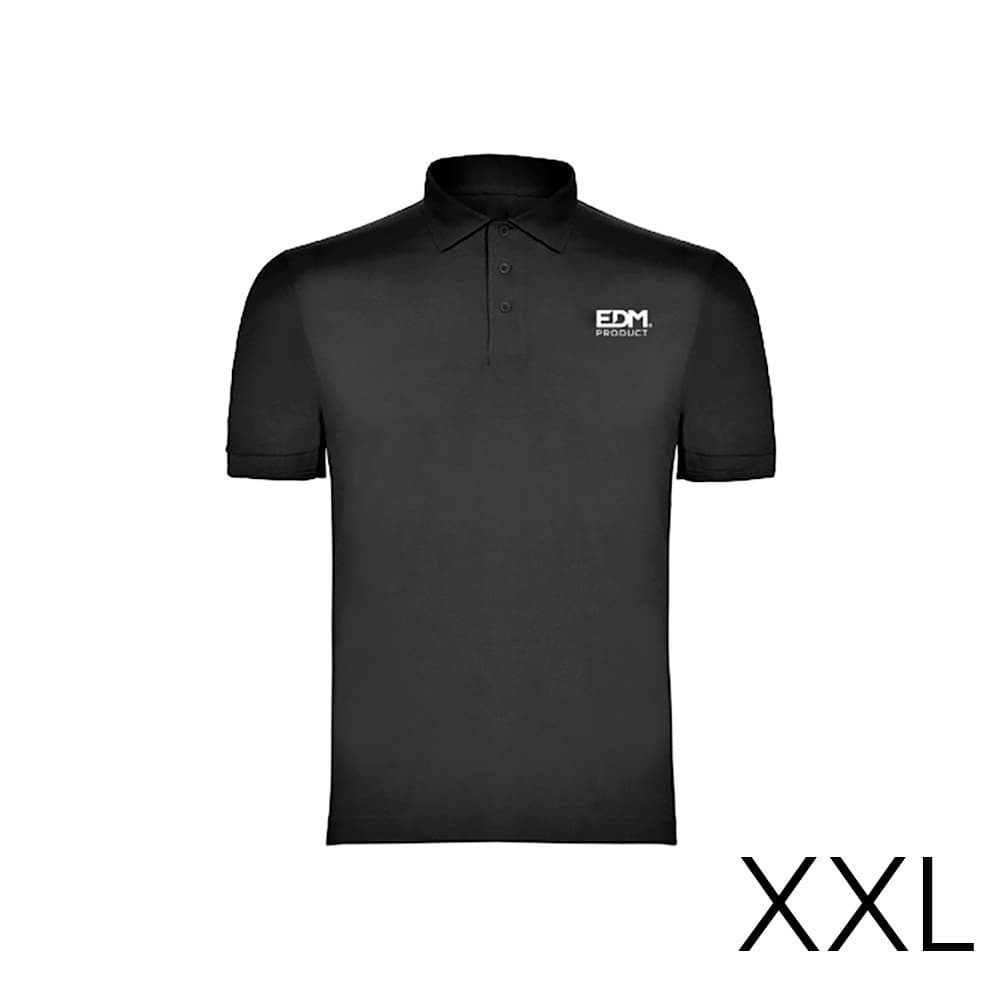 *merchandising* polo preto tamanho-xxl manga curta bordado edm