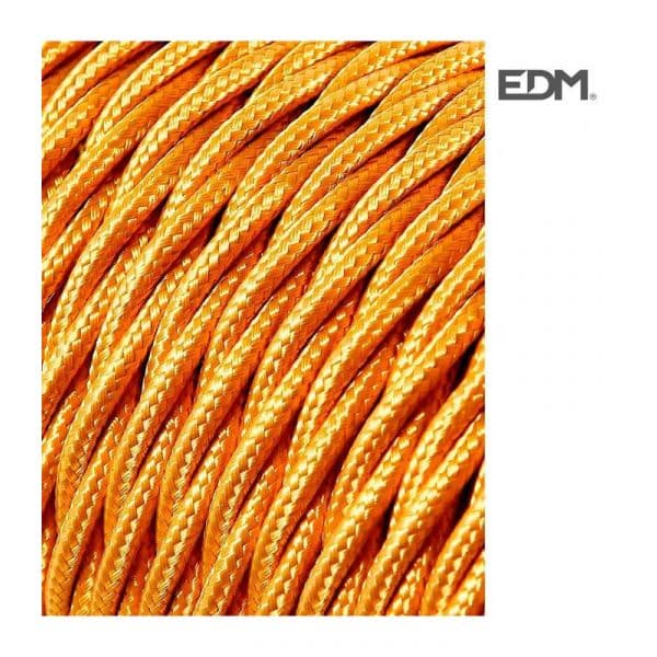 EDM Cabo Tecido Trenzado 2X0,75Mm C-45 Oro Mate Seda 5M