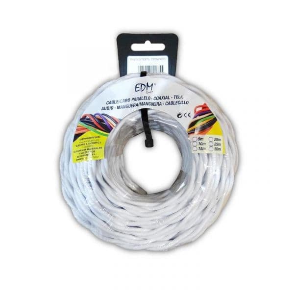EDM Cabo Texti Trançado 2X1,5Mm Blanco 25Mts