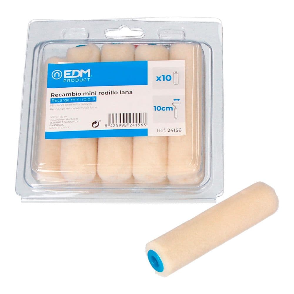 EDM Substituição Mini Rolo Lã 110mm 10pzs - EDM24156