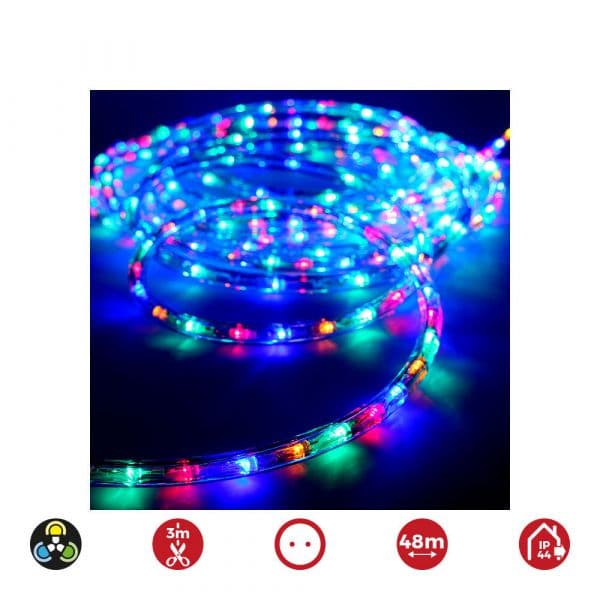 EDM Tubo Flexível LED 2 Vias Multifuncional 48m 36 LEDs/m Multicor IP44
