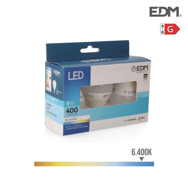 EDM Pack 3 Lâmpadas G45 Led E14 5w 400 Lm 6400k - EDM98202