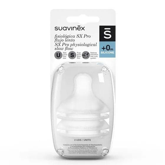 Suavinex Sx Pro Tetina Fisio Sil S 0M+ X2