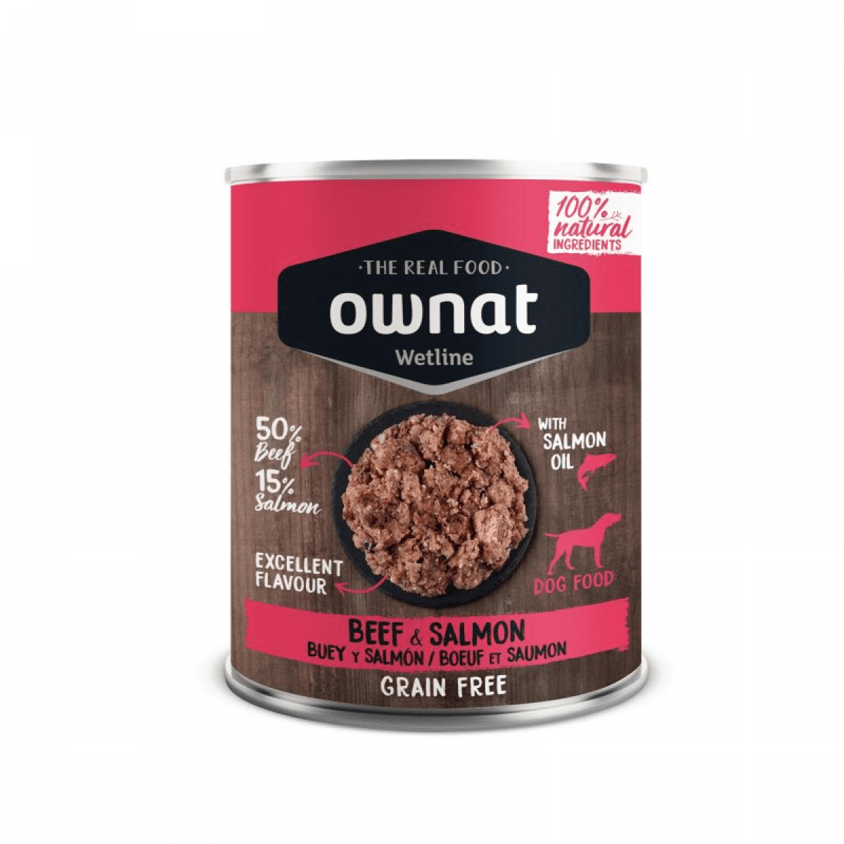 Ração Húmida Ownat Grain Free Beef & Salmon 395g