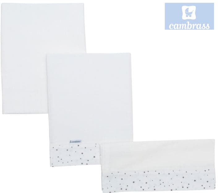 CAMBRASS - LENÇÓIS PARA ALCOFA 3 PCS 80x120 CM ASTRA CINZA