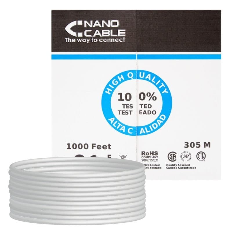 Bobina de cabo rígido RJ45 CAT5E UTP Nanocable 305M