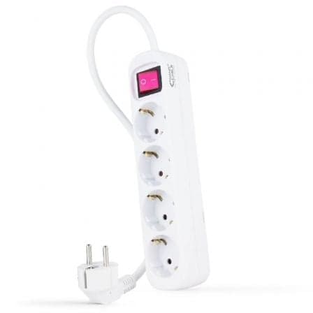 Nanocable Bloco de 4 Tomadas com Interruptor Branco