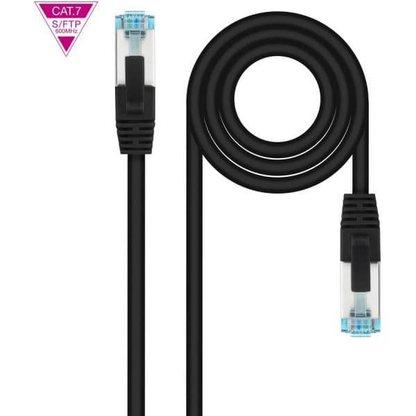 Nanocable - Cable de Red Cat.7 600MHZ LSZH SFTP PIMF AWG26, Negro, 50 cm - 10.20.1700-BK