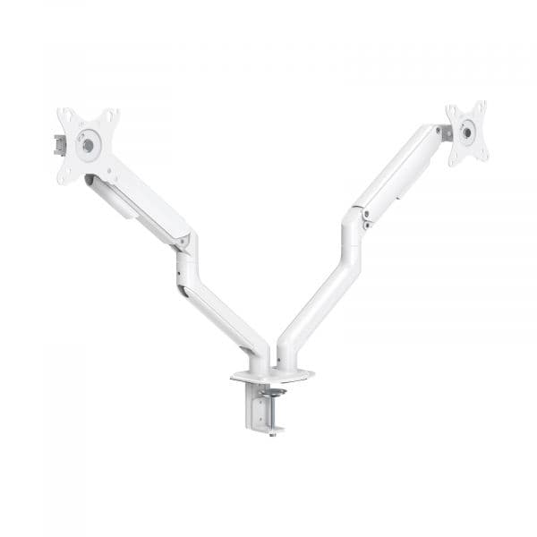 TooQ Suporte de Mesa Duplo Tilt e Giratório c/mola 17" a 32" Max. 9Kg Branco - DB4132TNR-W
