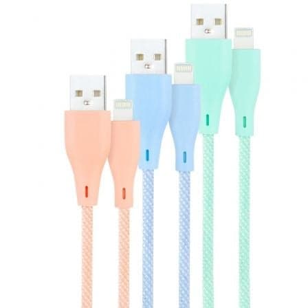 Nanocable Pack 3 Mesh USB 2.0 para cabos Lightning macho/macho 1m rosa/azul/verde