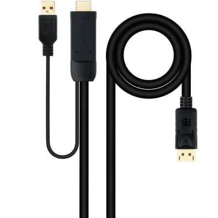 Nanocable 10.15.4352 adaptador de cabo de vídeo 1,8 m HDMI + USB Type-A DisplayPort Preto