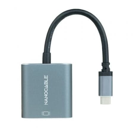 Nanocable 10.16.4103-G adaptador de cabo de vídeo 0,15 m USB Type-C DVI-D Cinzento
