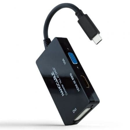 Nanocable Adaptador USB-C > HDMI / DVI / VGA 20 CM Black