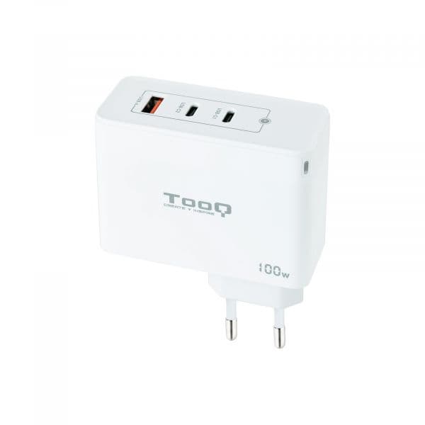 TOOQ Carregador de parede GaN 2xUSB-C/PD + USB-A/QC 100W, Branco - TQWC-GANQC2PD100W