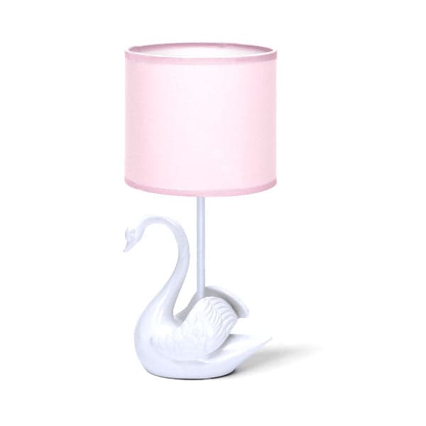 CANDEEIRO DE MESA EM CERÂMICA BRANCO E ROSA