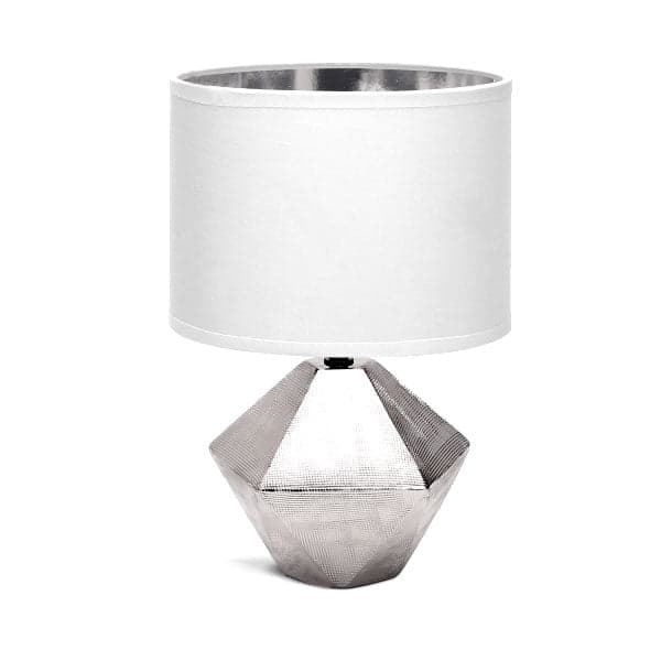 CANDEEIRO DE MESA EM CERÂMICA BRANCO E CINZA