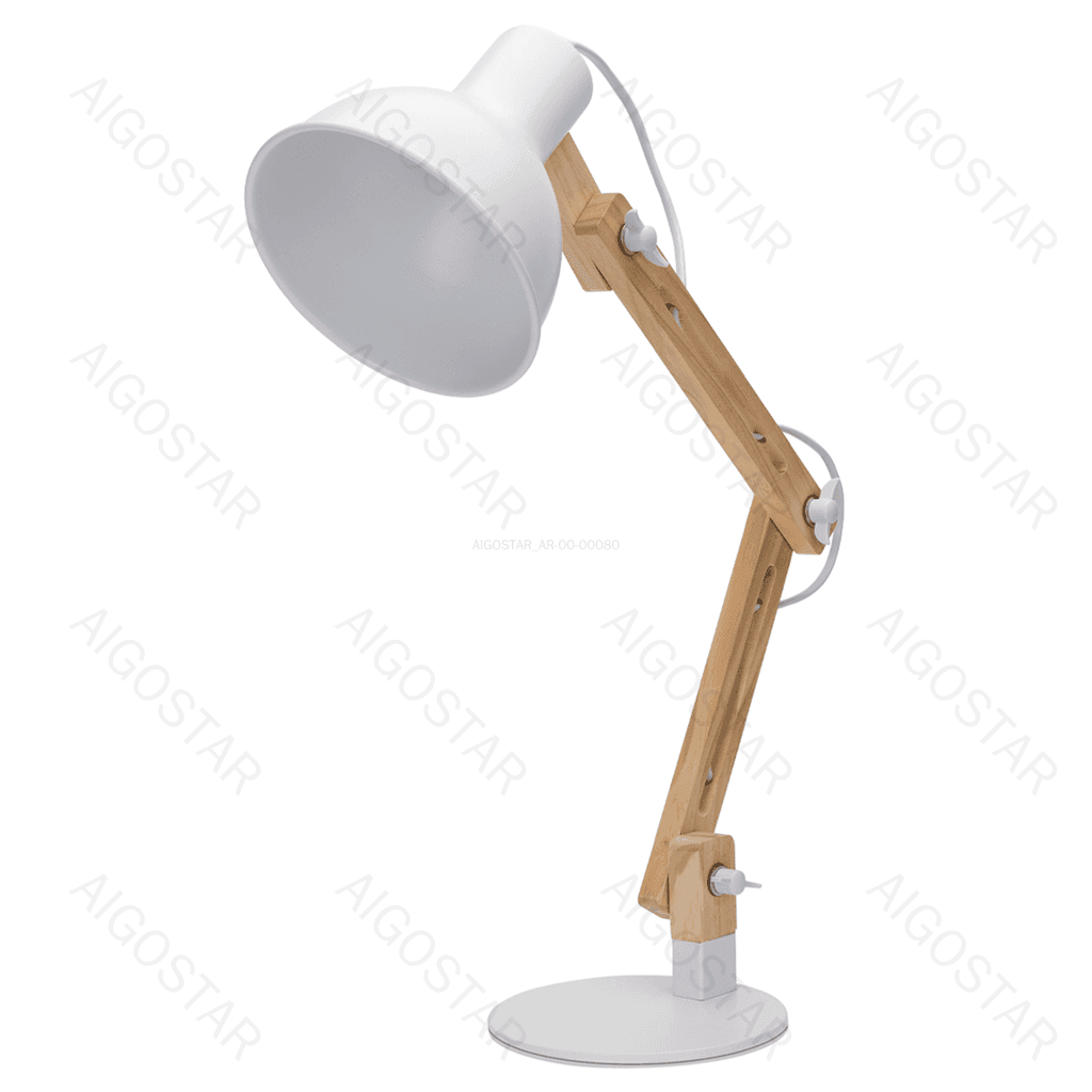 CANDEEIRO DE MESA DOBRÁVEL DE MADEIRA BRANCO (SEM FONTE DE LUZ) E