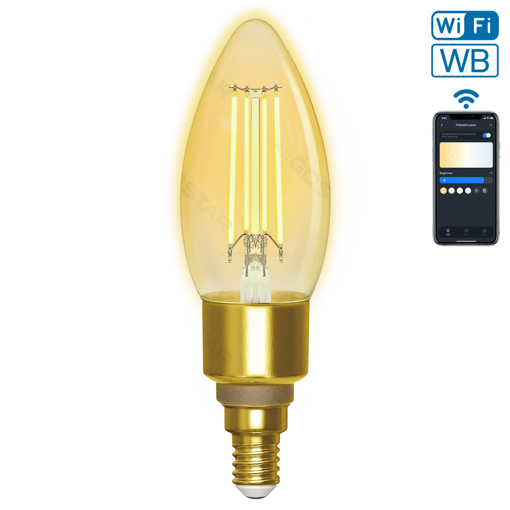 LÂMPADA DE FILAMENTO INTELIGENTE WI-FI WB C35 E14 (ÂMBAR)