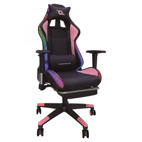 Cadeira Gaming PowerGaming LED RGB V2 Rosa com Apoio para os Pés