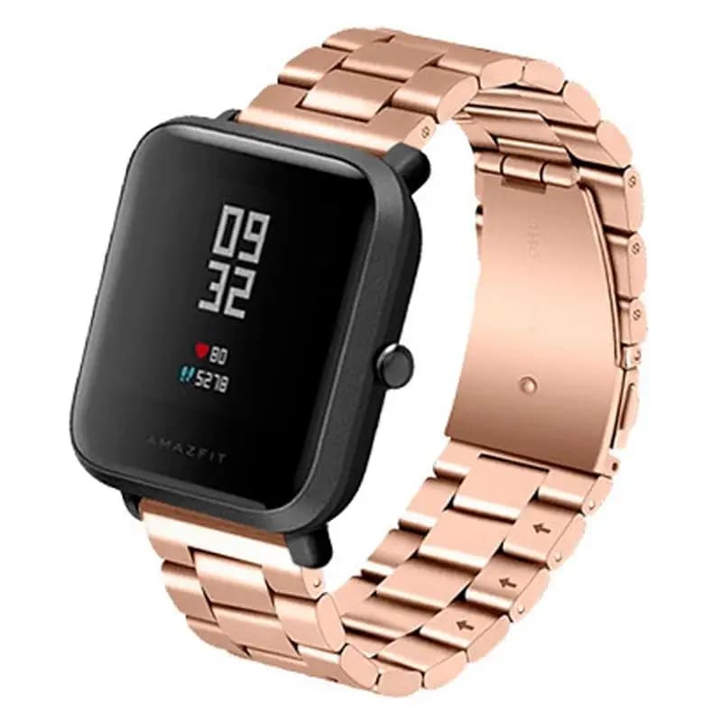 Pulseira Universal Metal Elos 20mm para Smartwatch Xiaomi/Amazfit/Samsung/Huawei/Realme/Ticwatch – Rosa