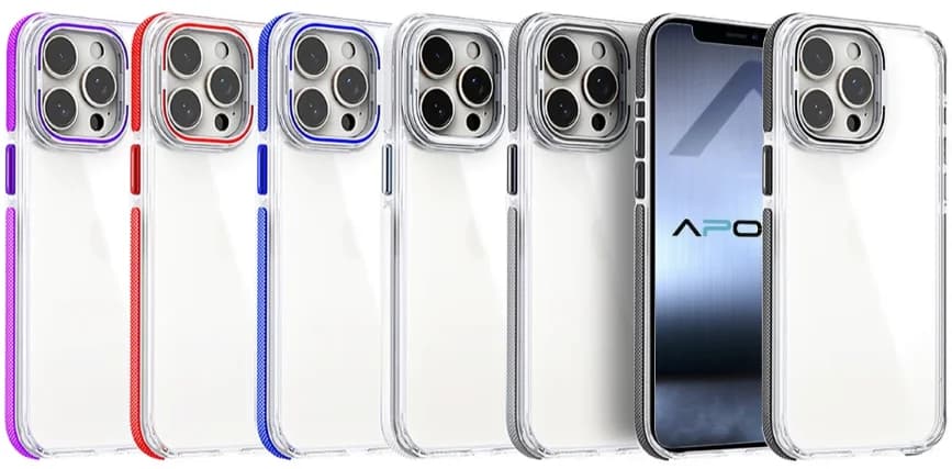 Capa Dupla Transparente de Silicone para iPhone 15 Pro Max frente/atrás