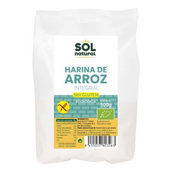 Sol Natural Farinha de Arroz Integral sem Glúten Orgânica 500g