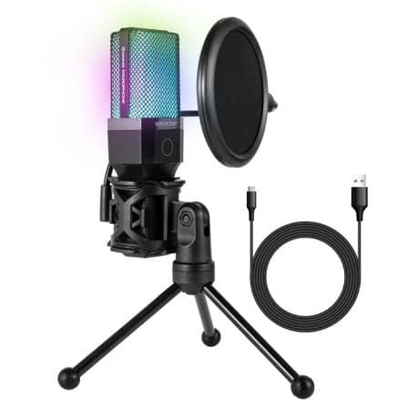 Woxter Mic Studio 65 RGB Microfone Condensador para Streaming Preto