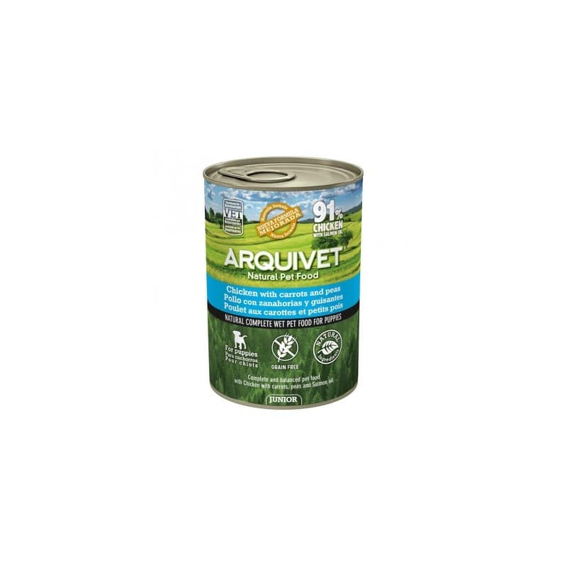 Ração Húmida Arquivet Junior Frango, Cenouras, Ervilhas e Óleo de Salmão 400g