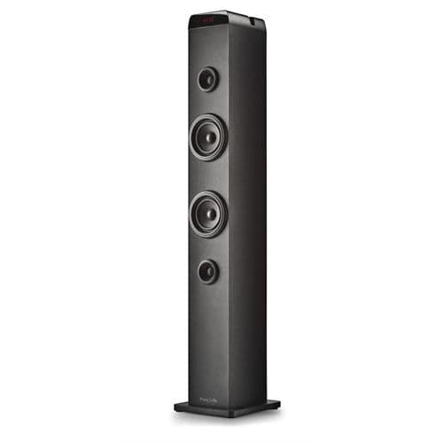 NGS SKY CHARM PRO Torre de Som 2.0 50W BT USB Rádio FM Aux Ótica Madeira Preta