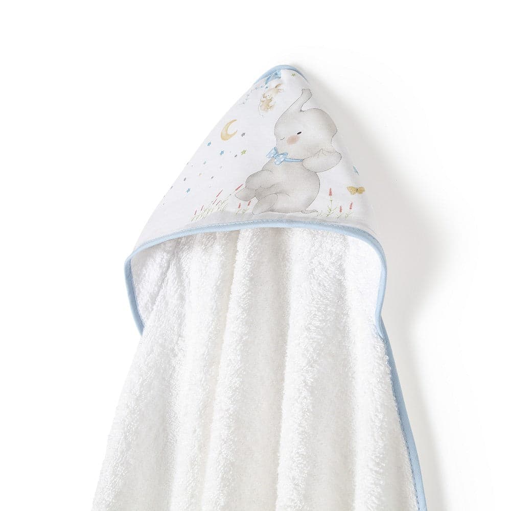 Toalha de banho 100X100 Algodão Elefante Azul Interbaby