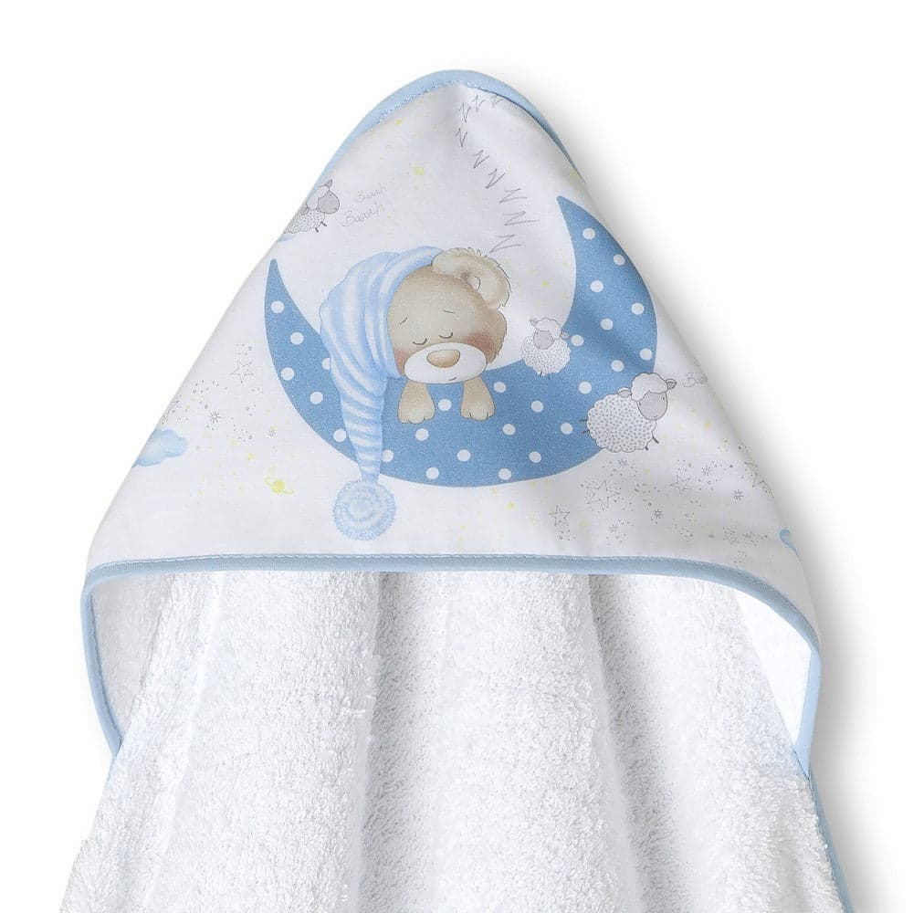 Toalha de banho 100X100 Algodão Bear Sleeping Azul Interbaby