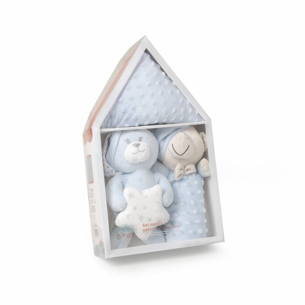 Conjunto 3 Peças (Bichinho+Manta+Doudou) Azul Interbaby