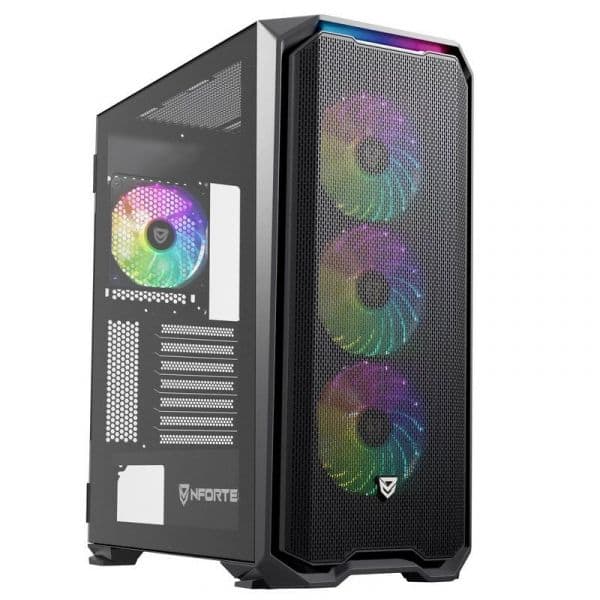 Nfortec Krater X Vidro Temperado USB 3.0 ARGB Preta