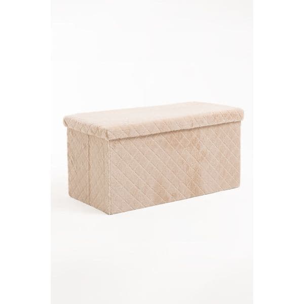 Presentes Miguel Pufe de Armazenamento Dico 76 cm Veludo Beige