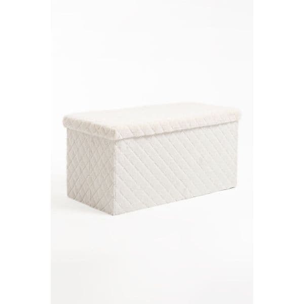 Presentes Miguel Pufe de Armazenamento Dico 76 cm Veludo Branco