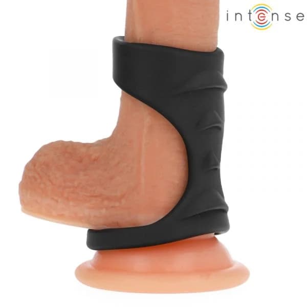 INTENSE THEO Anel de Silicone Duplo Para Pênis Modelo 3 Preto