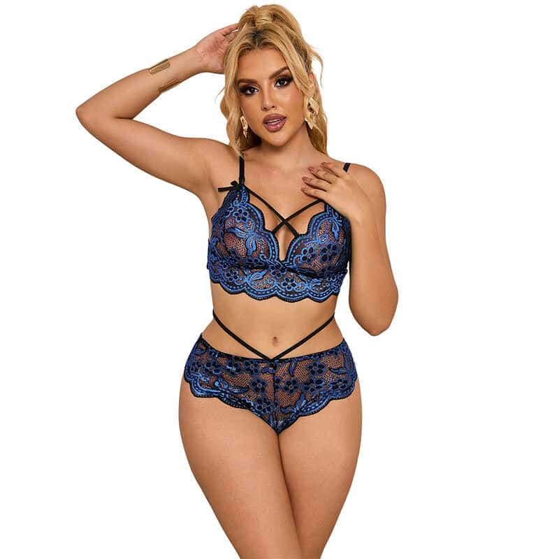 Subblime 954062 Sutiã + Calcinha Renda Azul S/m