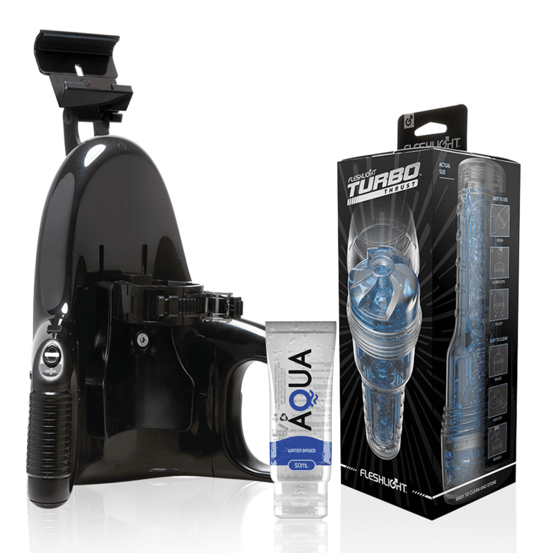 Fleshlight Turbo Thrust Blue Ice + Lançamento Universal + Lubrificante de Qualidade Aqua 50 ml