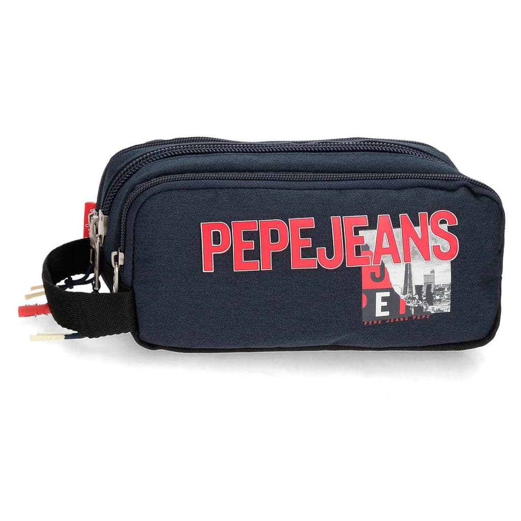 ESTOJO ESCOLAR PEPE JEANS DIKRAN AZUL MARINHO C/ ZIPER TRIPLO