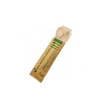 Conjunto de Talheres em Madeira + Guardanapo x 20un