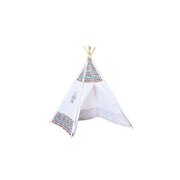 Homcom Tenda Tipi para Crianças Acima de 3 Anos Tenda Tipi Infantil de Madeira Portátil com Janela 120x120x155cm Branco