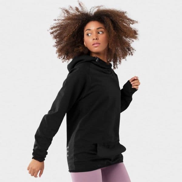 Siroko Black Square Hoodie Preto S Mulher