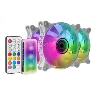 Mars Gaming Ventoinha 120mm MF3D Argb (Pack3) + Hub + Controlador Branca - MF3DKITW