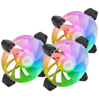 Mars Gaming MF-3AR ARGB Pack 3 Ventoinhas Invertida 12cm Preto