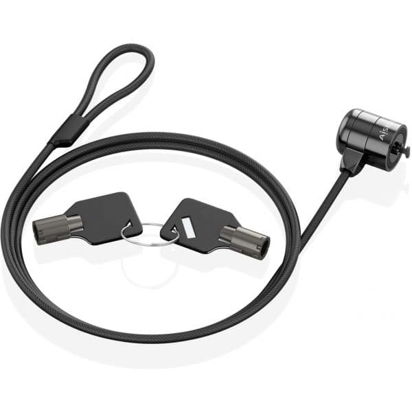 Aisens Cabo de Segurança de Aço com Fechadura de Chave Kensington Lock 1.5m Preto ASLK-D40K04-BK