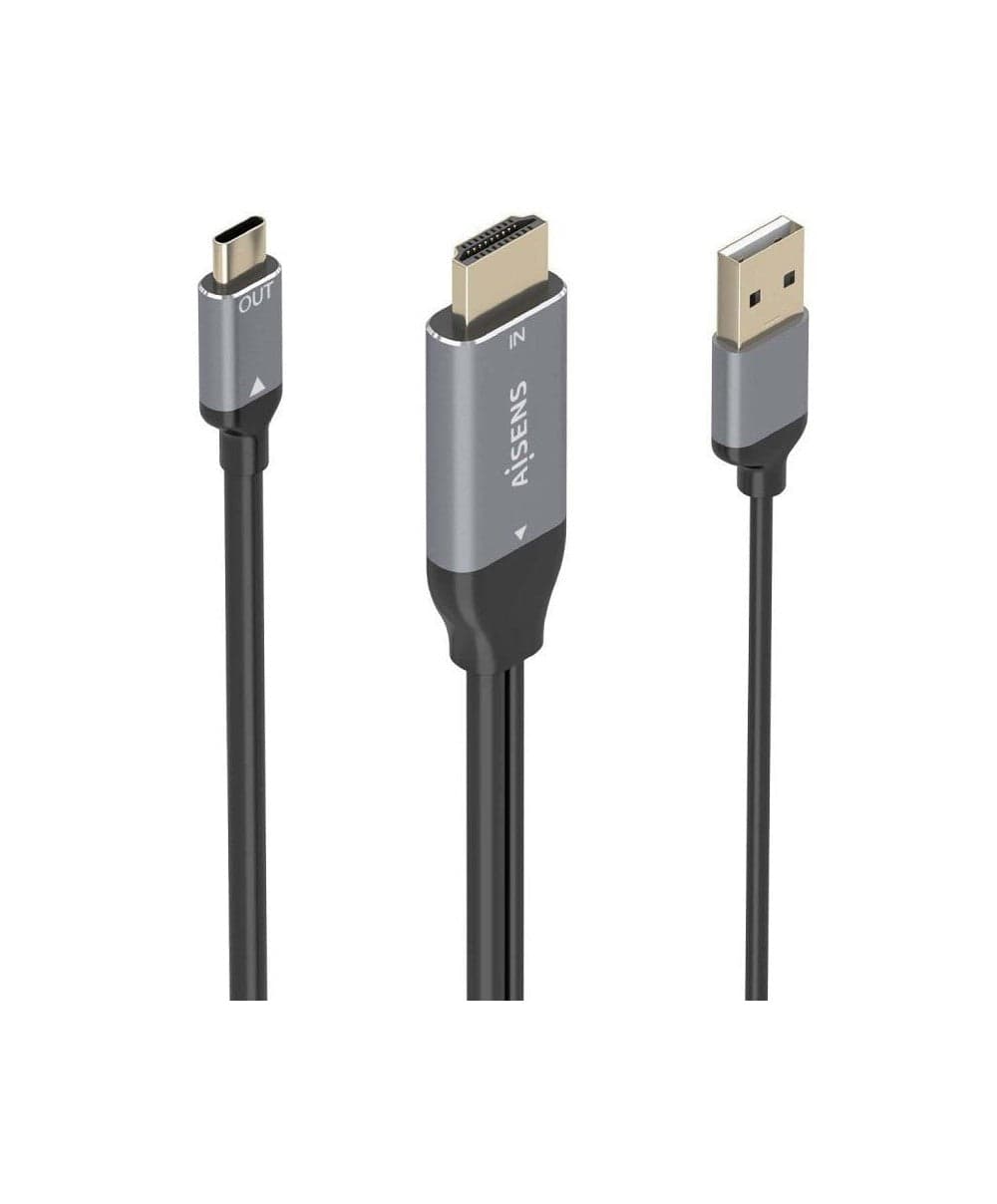 Cabo Conversor HDMI Macho + USB Macho para USB Tipo-C Macho / Aisens A109-0871 / 1.8m / Preto
