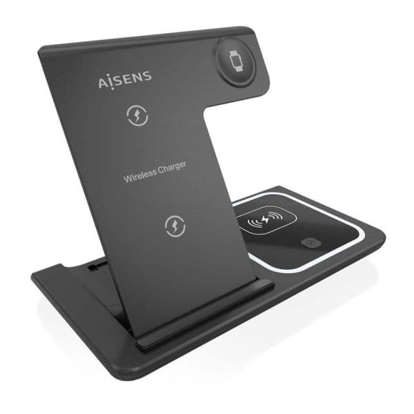 AISENS Carregador Wireless USB-C 3-em-1 15W Preto/Branco